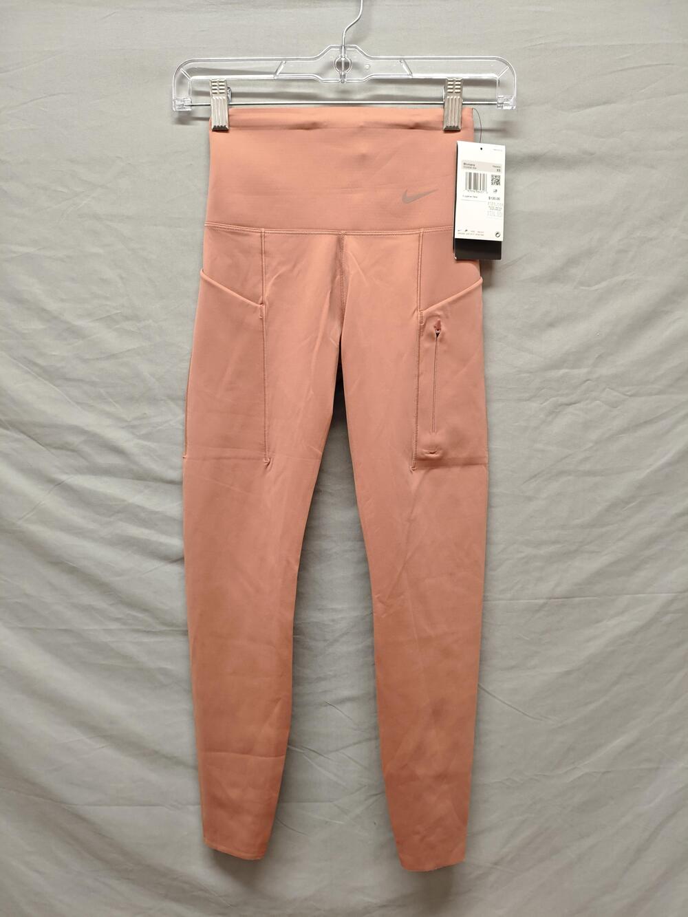 Nike Go Dri-FIT Leggings Womens XS Pink High Waist Pockets Training DQ5636-634